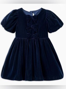 Janie and Jack Navy Velvet Bow Dress